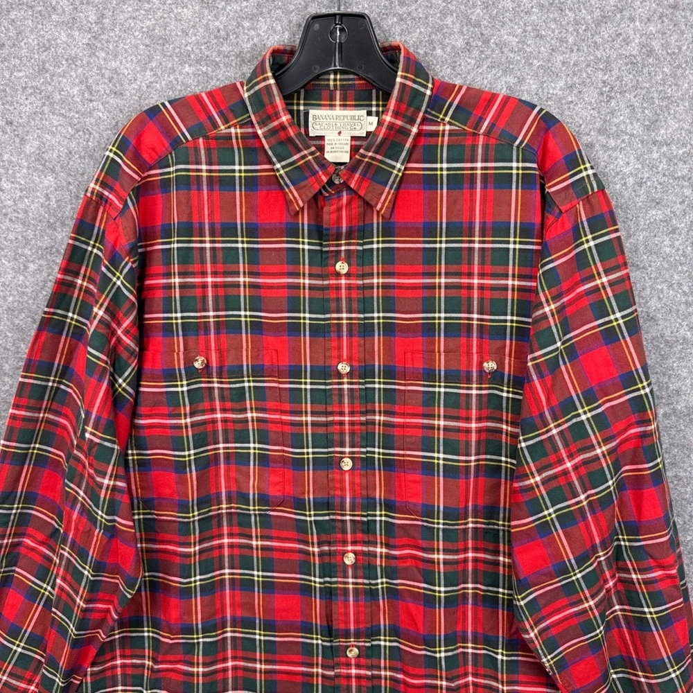 Banana Republic Vintage Safari & Travel Co Mens Red Tartan Plaid Cotton Shirt M